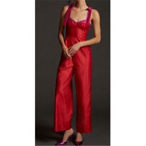 Anthropologie Hutch Jumpsuit in Red/Pink 2